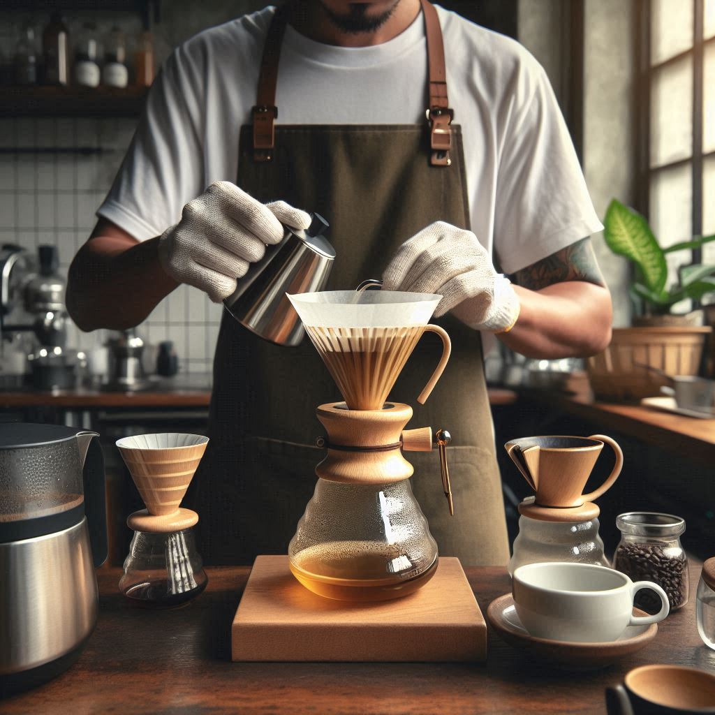 Manual brew bar station at Mushin Coffee House pour over and AeroPress